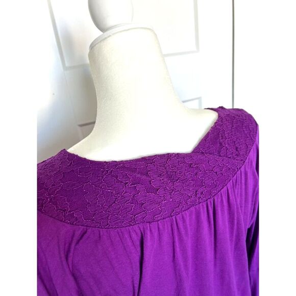 VINTAGE EXPRESS Cold Shoulder Fitted Waist Long Sleeve Blouse Purple Size XS - Picture 6 of 7